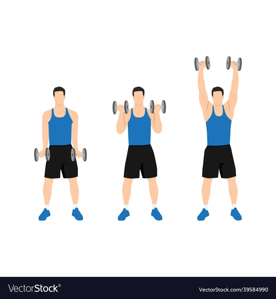 Dumbbell bicep curl to press