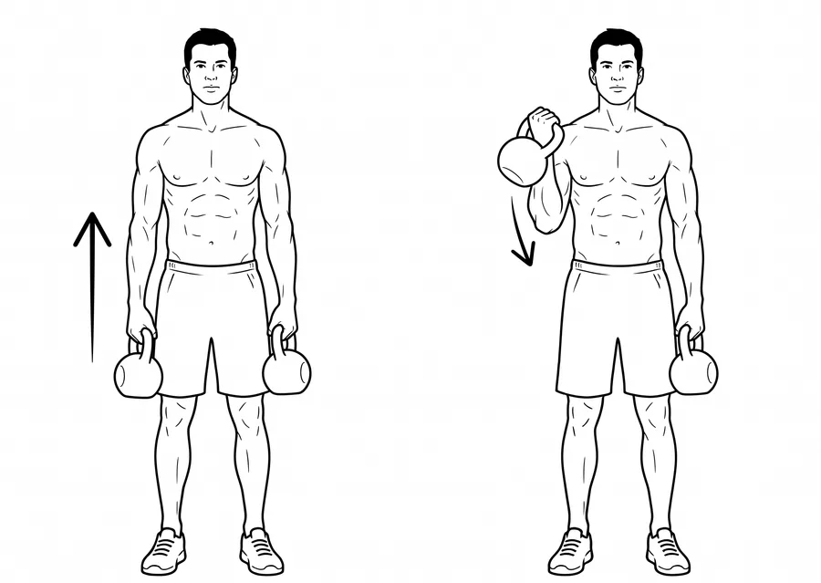 one-handed kettlebell curls