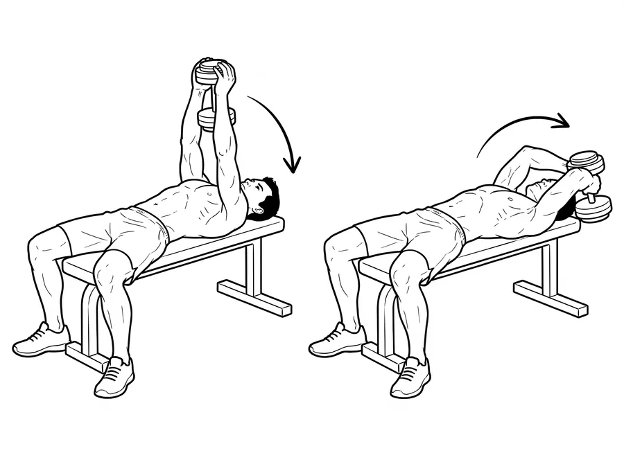 Cross-Bench Dumbbell Pullovers